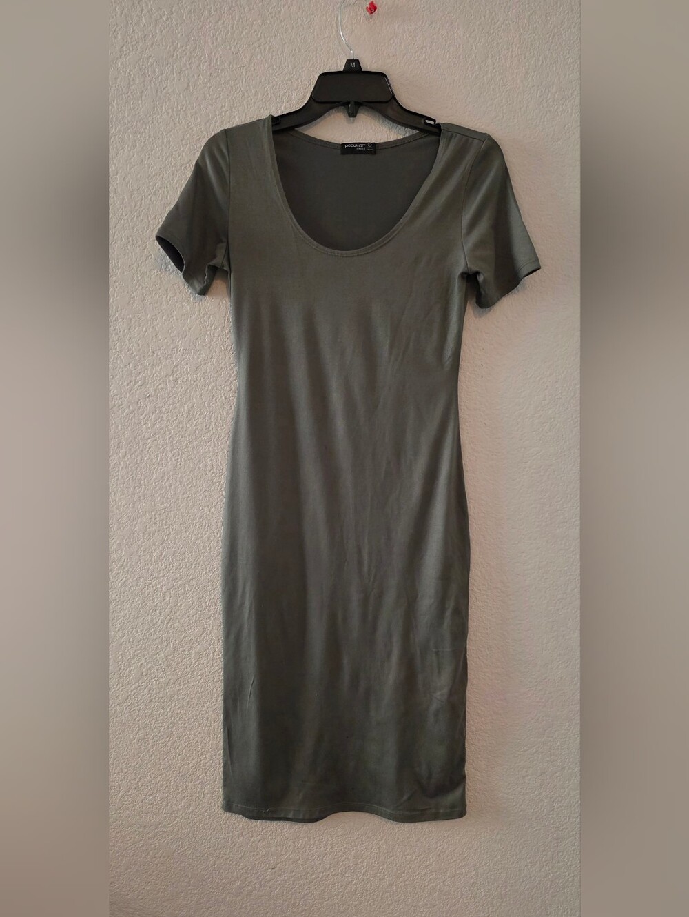 Popular Basics Olive Green Midi Dress